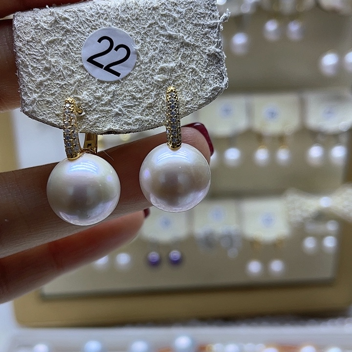 淡水珍珠耳饰银S925镶嵌