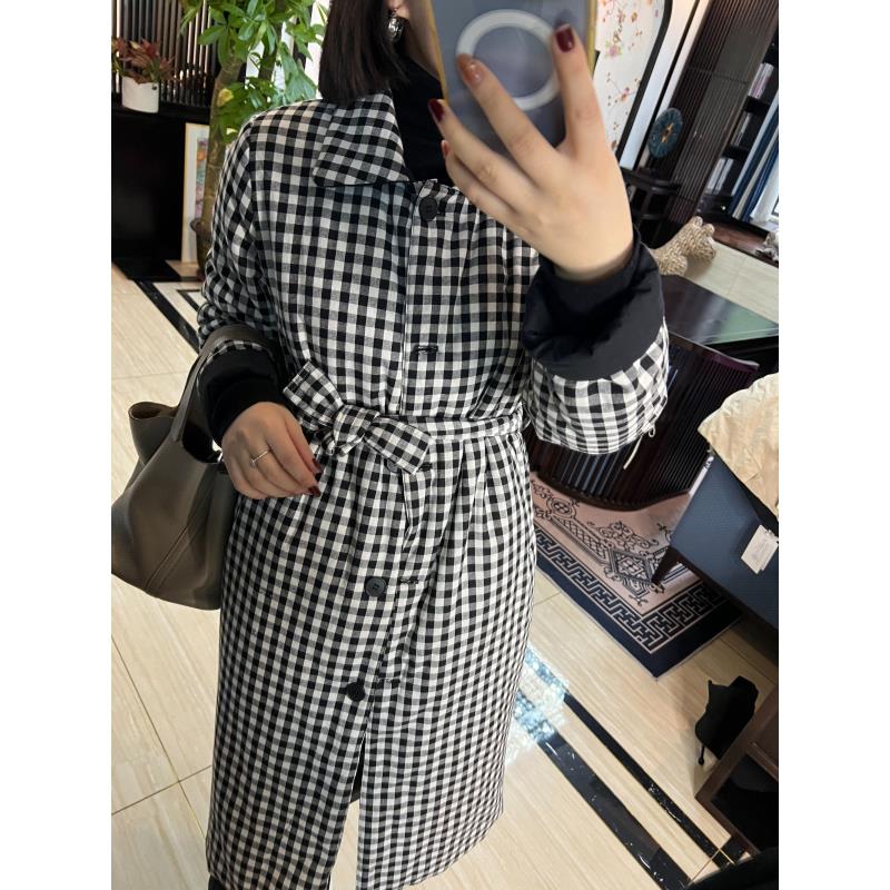 【媛媛专属】YM-0019 格子 秋冬中长款棉衣宽松时尚