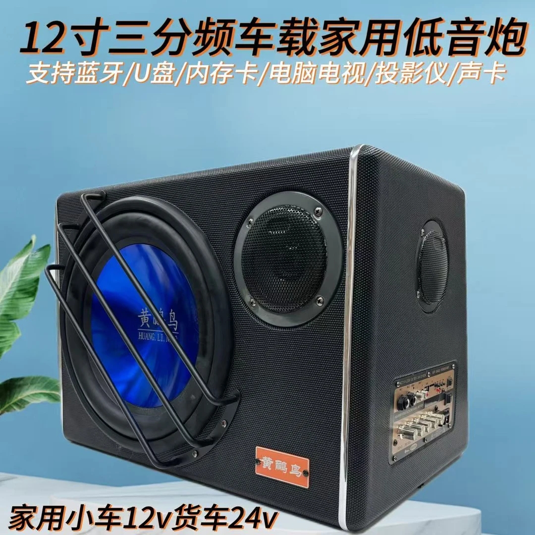 黄鹂鸟12寸双高音超重低音12v24v220v车用家用蓝牙K歌音响大功率