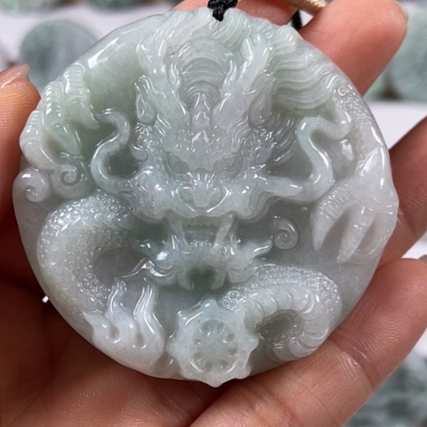 翡翠颈饰未镶嵌龙凤呈祥两面工福利