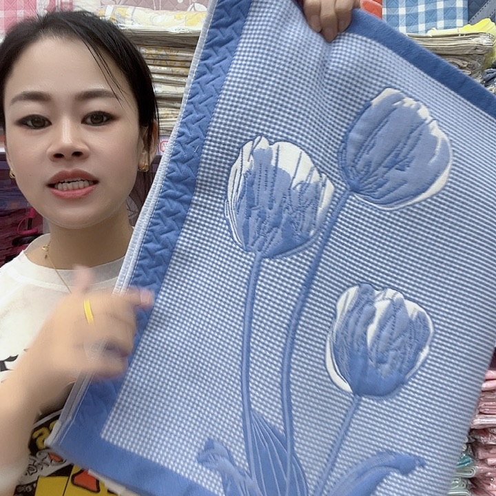 棉蓝色郁金香纯棉