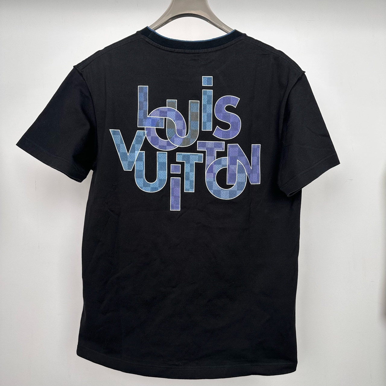 未使用 LouisVuitton/路易威登 黑色棋盘格logo短袖XS码 GM004231