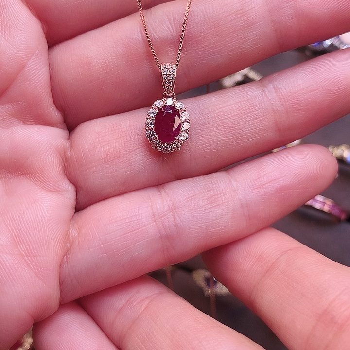 红宝石颈饰银S925镶嵌L****u