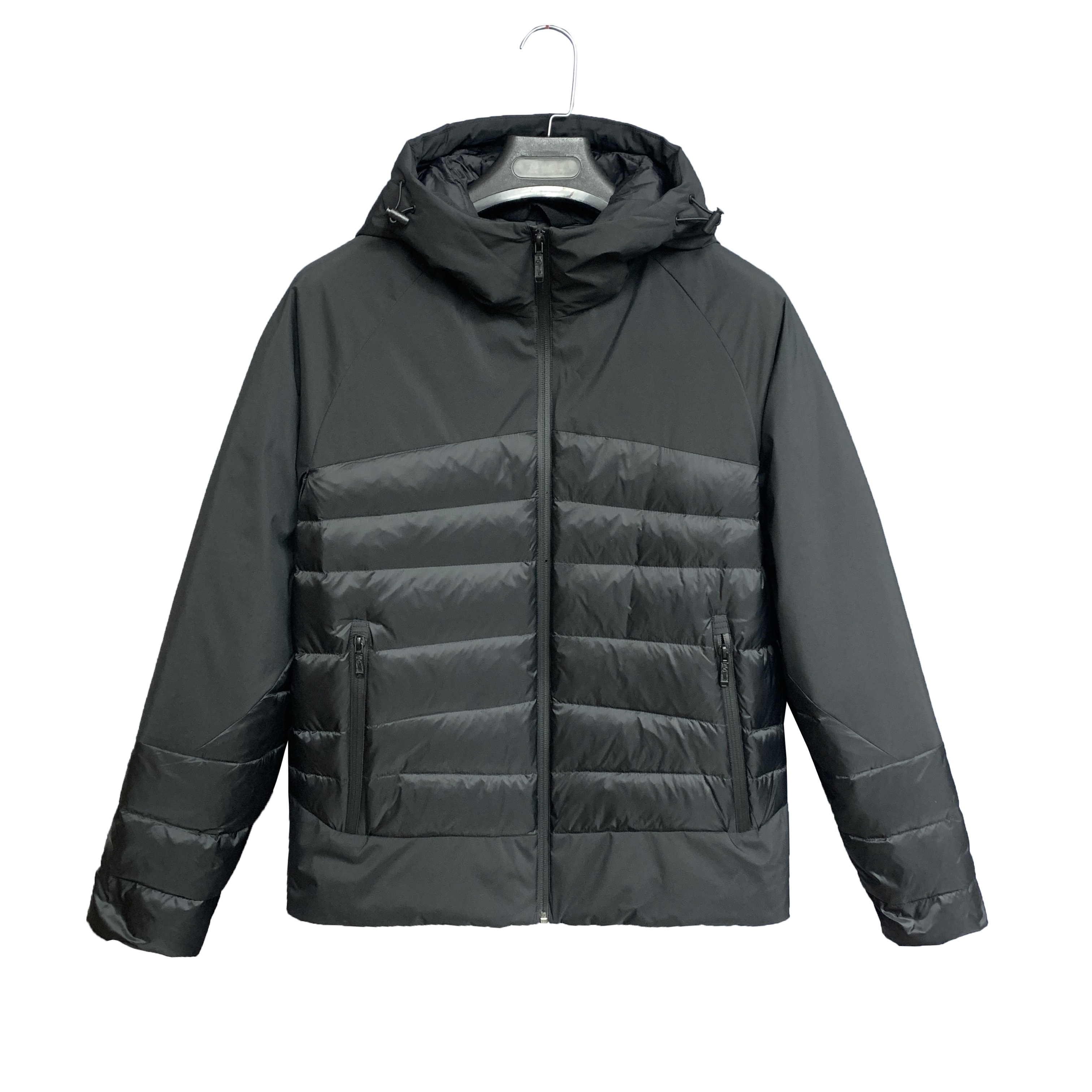 黑色连帽进口面料防水防风防水防雪保暖御寒男款鹅绒羽绒服36321