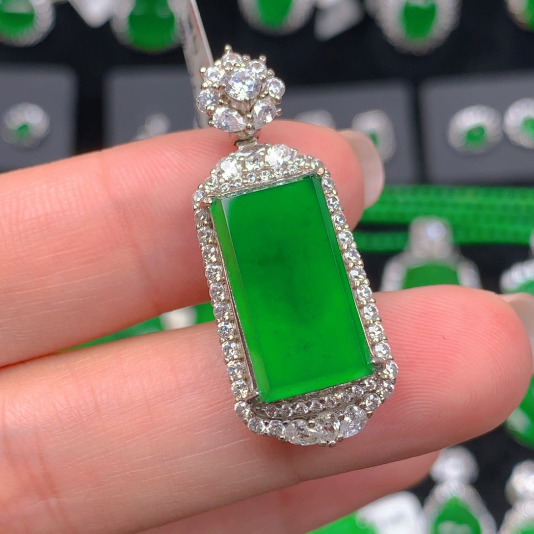 翡翠银S925镶嵌吊坠(不含链)