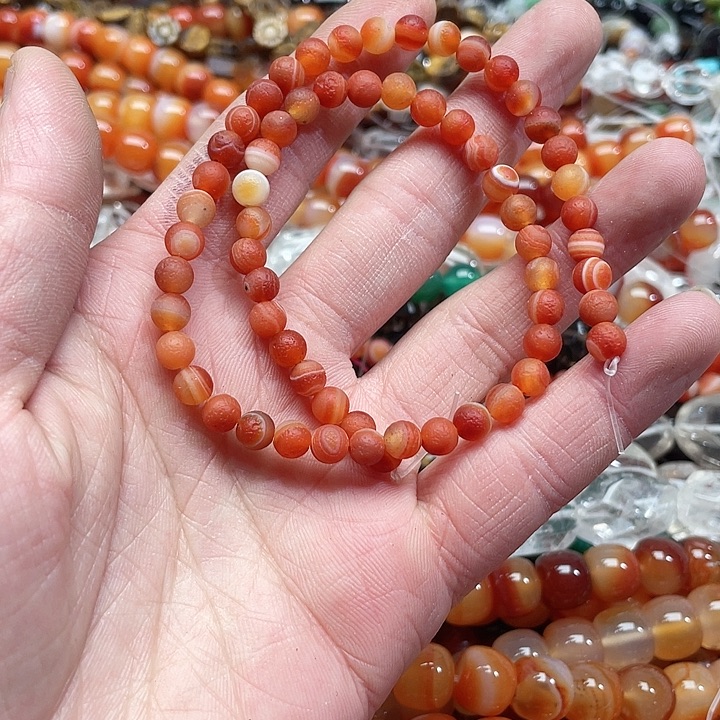玛瑙/玉髓珠宝半成品未镶嵌一条6mm红玛瑙橘皮