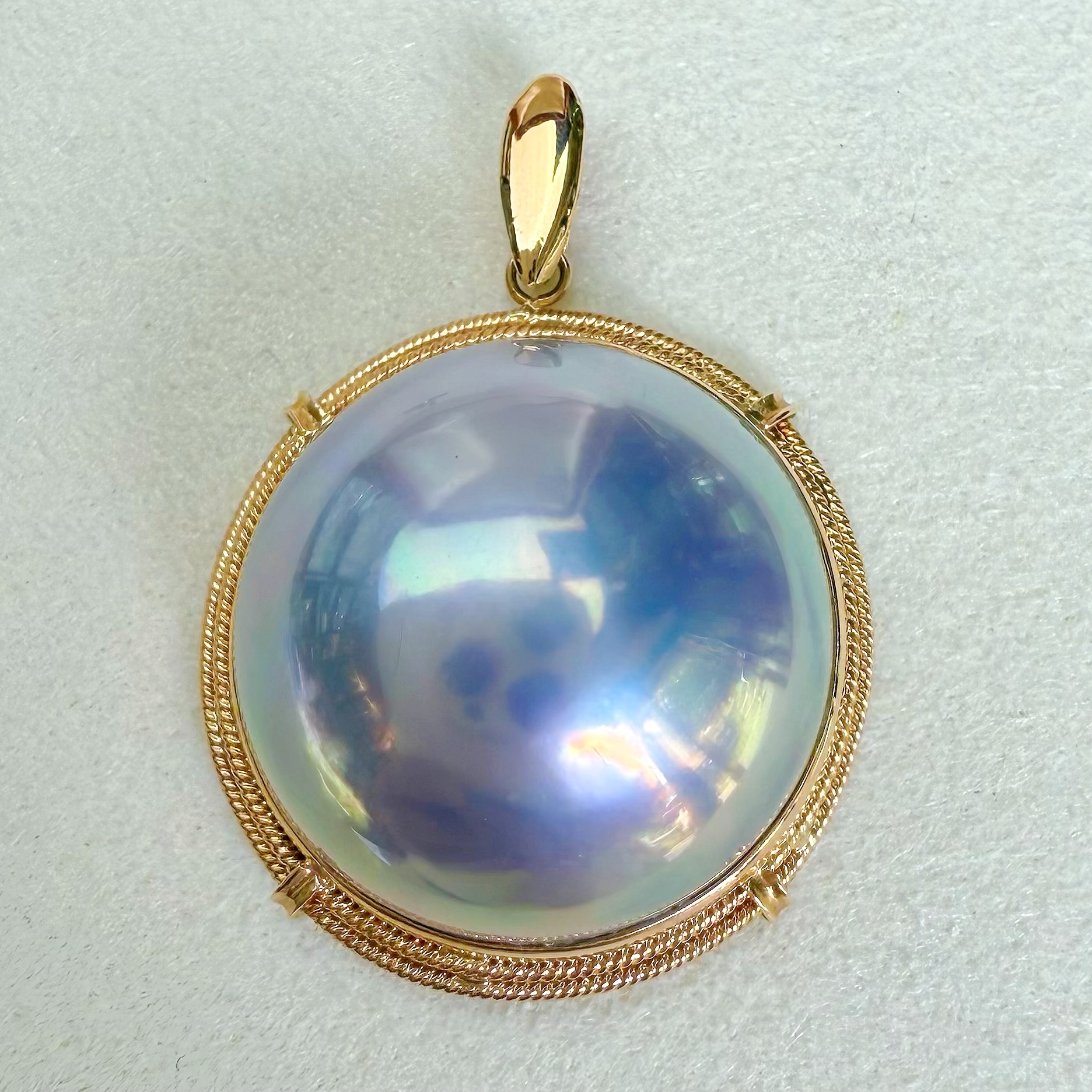 朕的珠 厚金星空蓝17.5mm大尺寸款纯天然炫彩海水马贝吊坠18K黄金