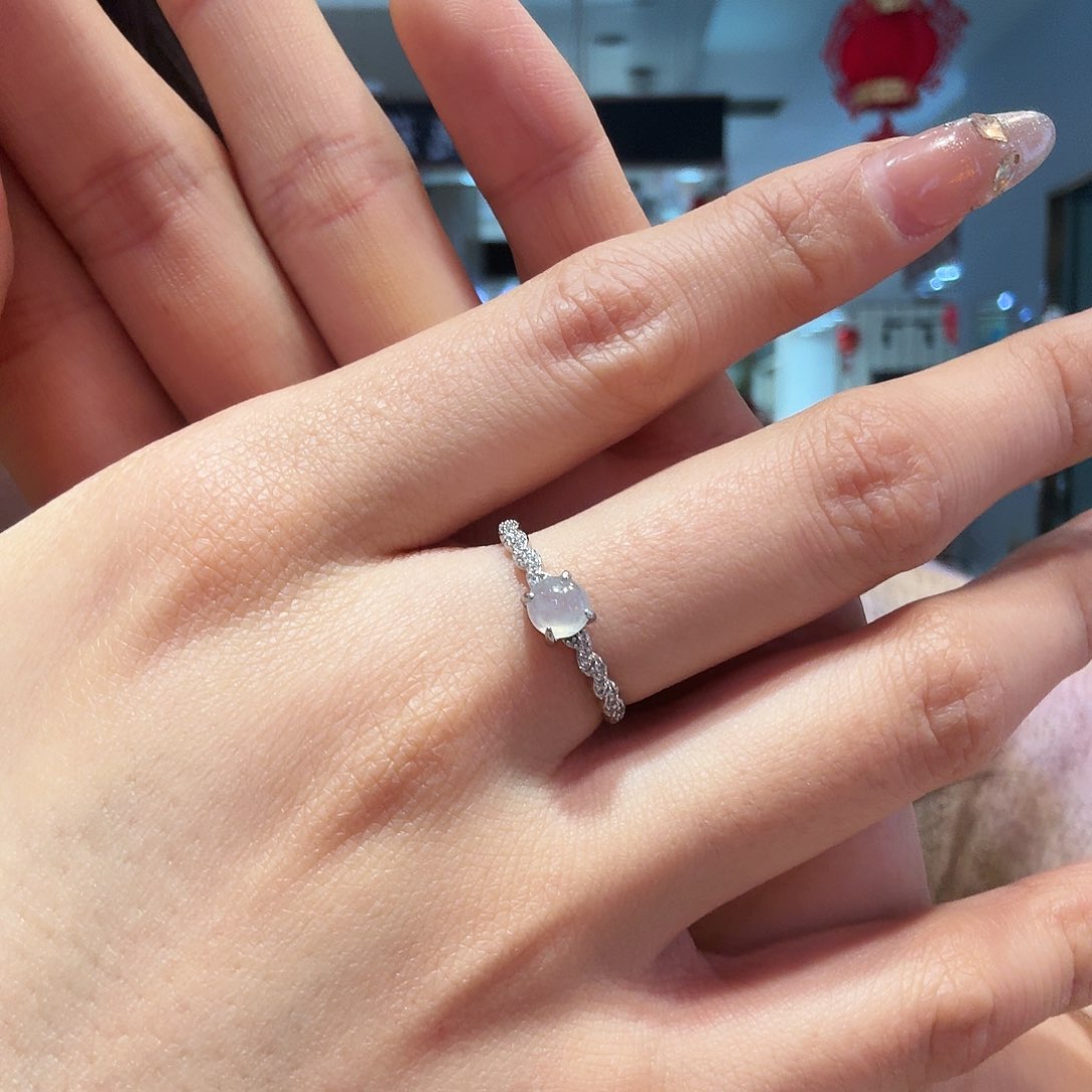 翡翠戒指银S925镶嵌真**阔