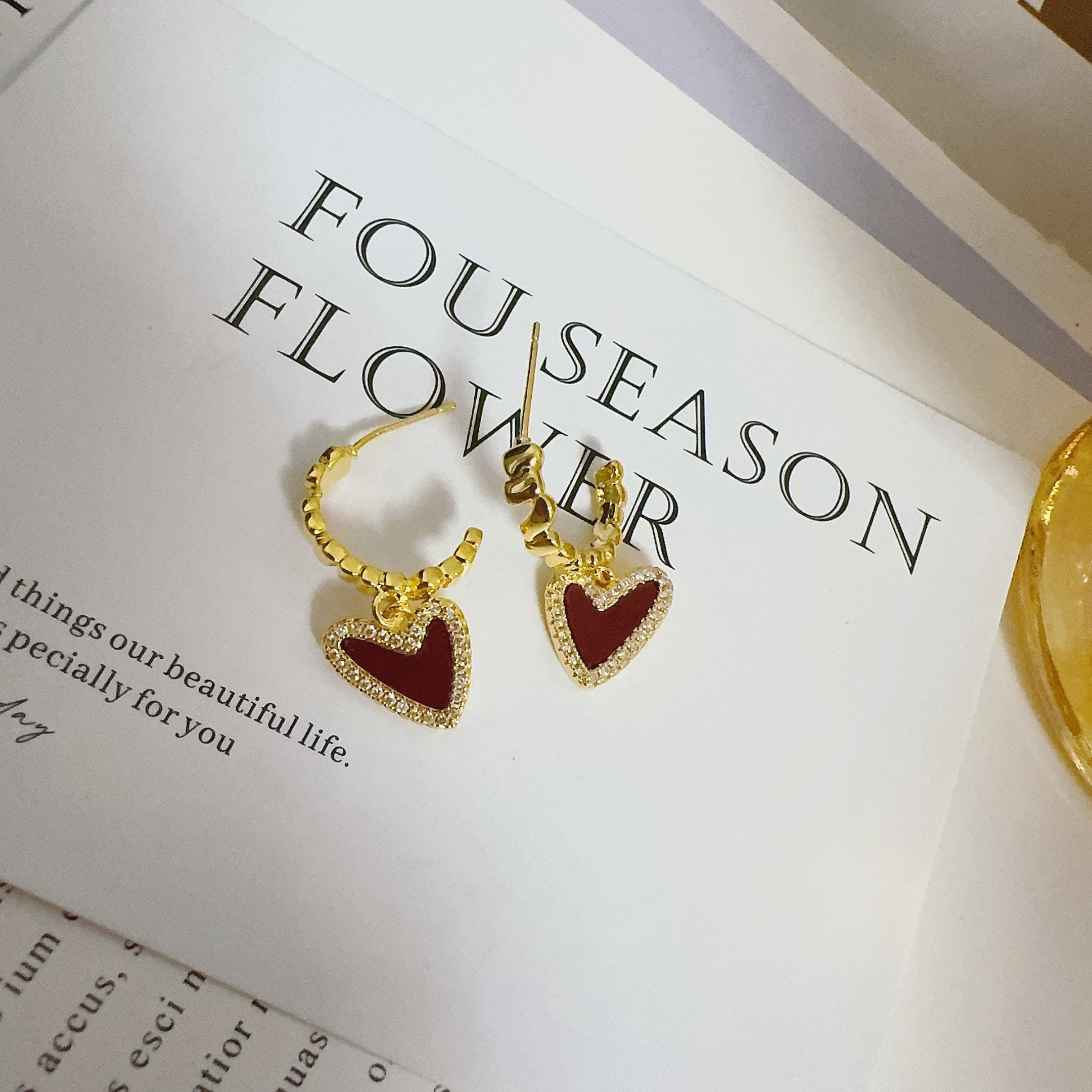 铜合金耳饰 2062 红心耳钉