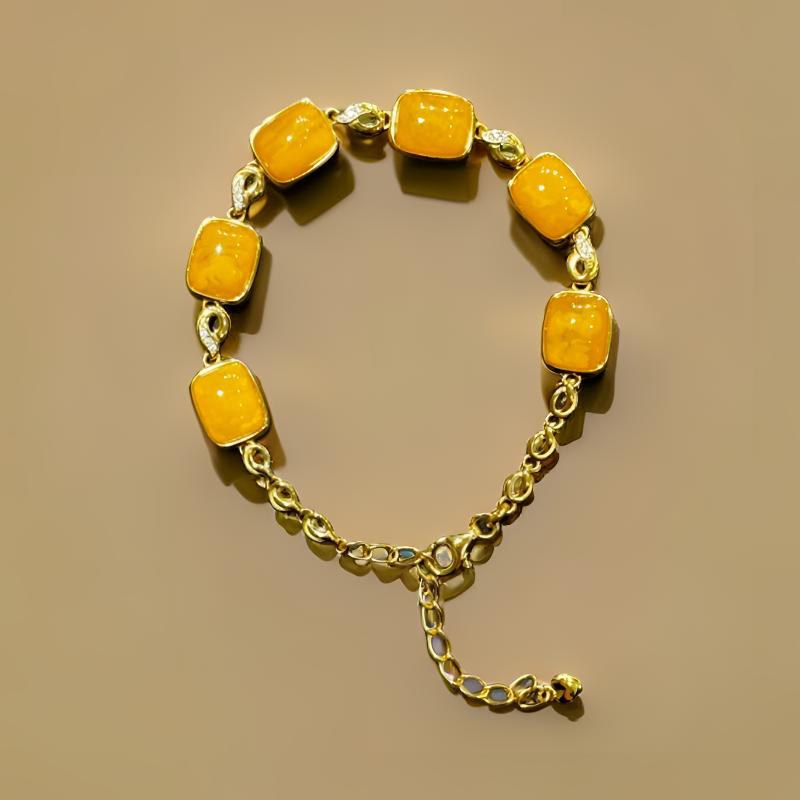 【怡铭】银s925镀金蜜蜡手链YM105