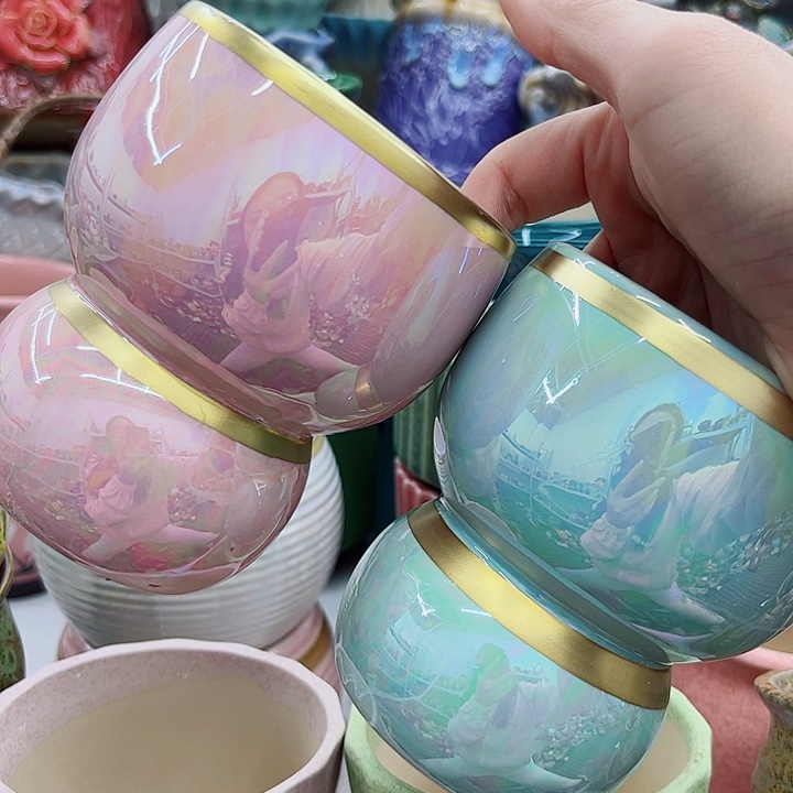 多肉绿植陶瓷花盆9.9包邮，有孔