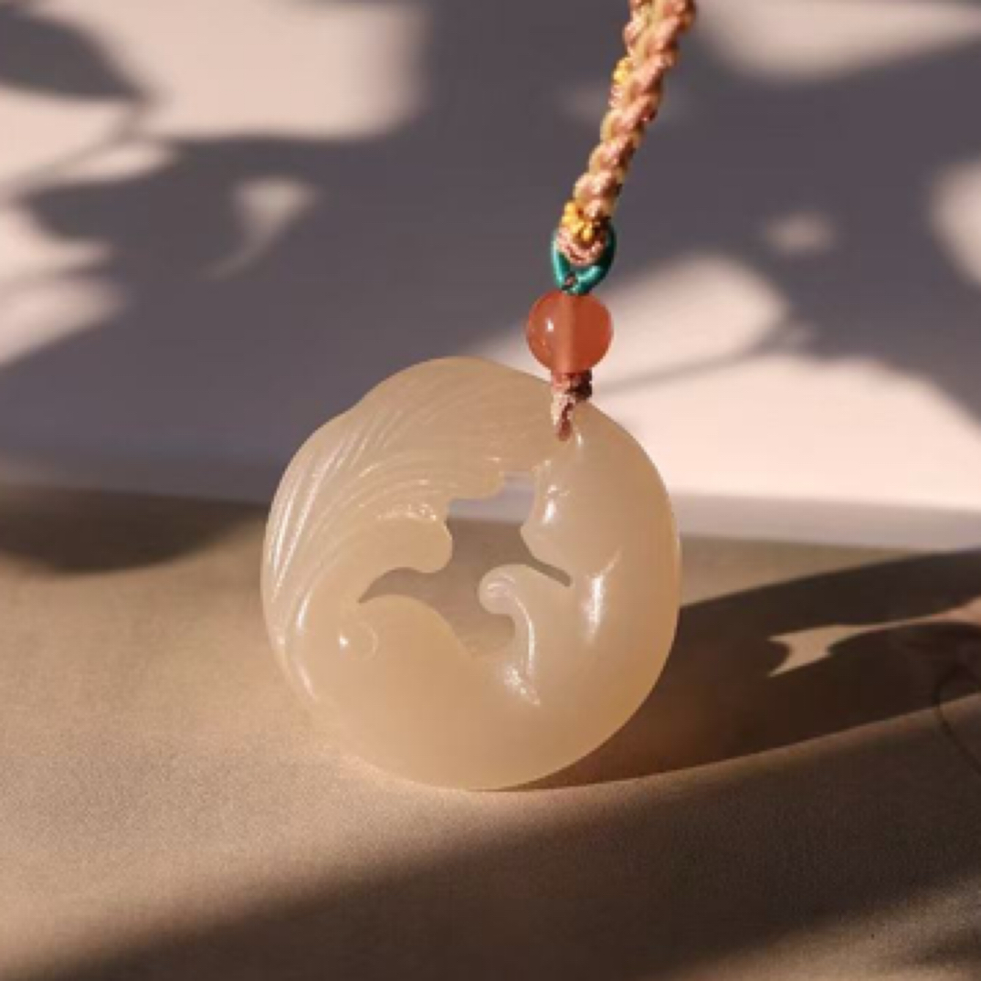 凤九 瑾玉珠宝 和田玉凤九吊坠 藕粉凤九吊坠 