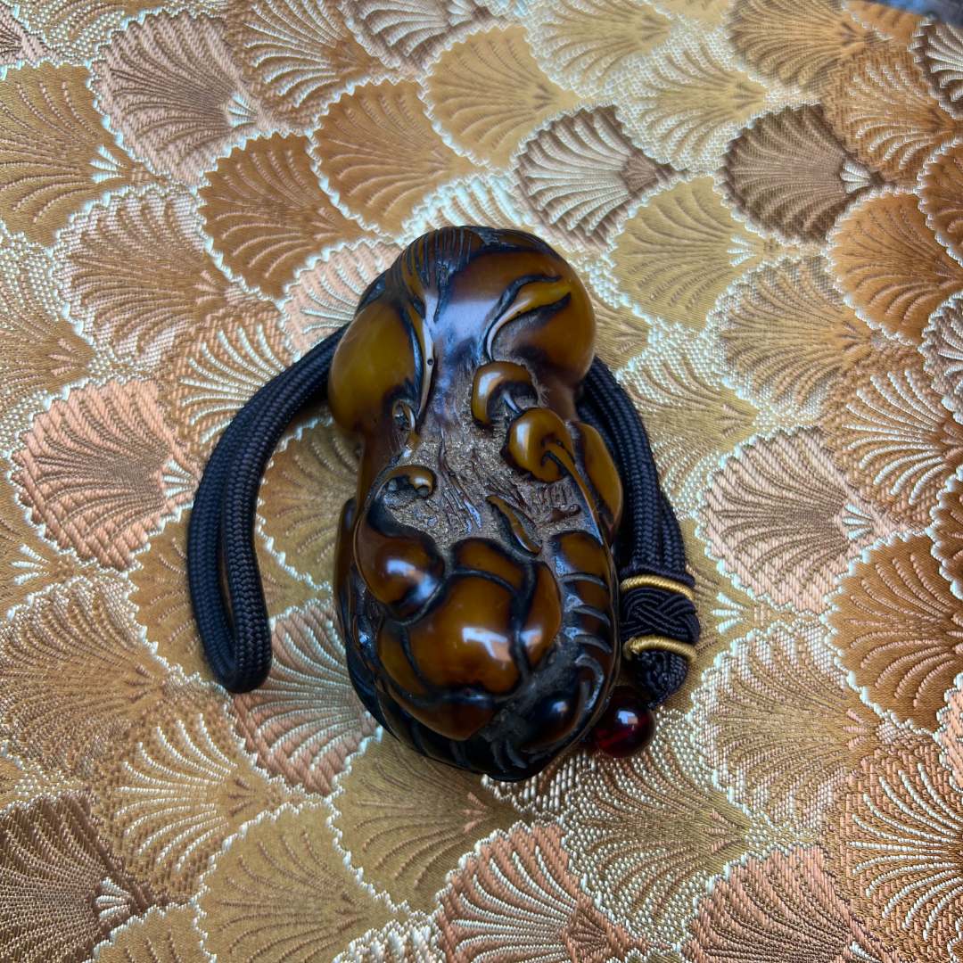 【 炎轩文趣斋】黄色貔貅手把件