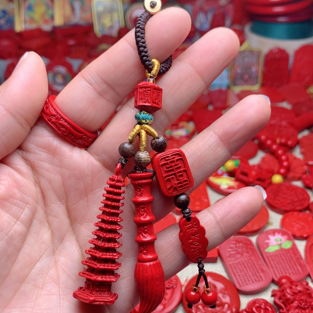 天然辰砂工艺品朱砂钥匙扣