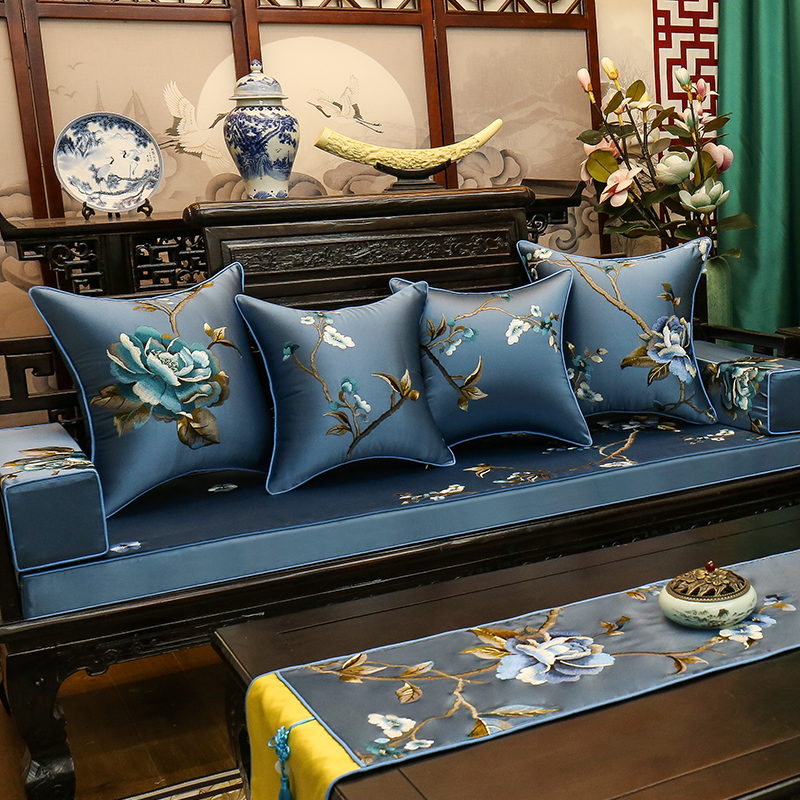 红木靠背沙发靠垫中式实木家具防滑蒲团罗汉床海绵靠垫五件套