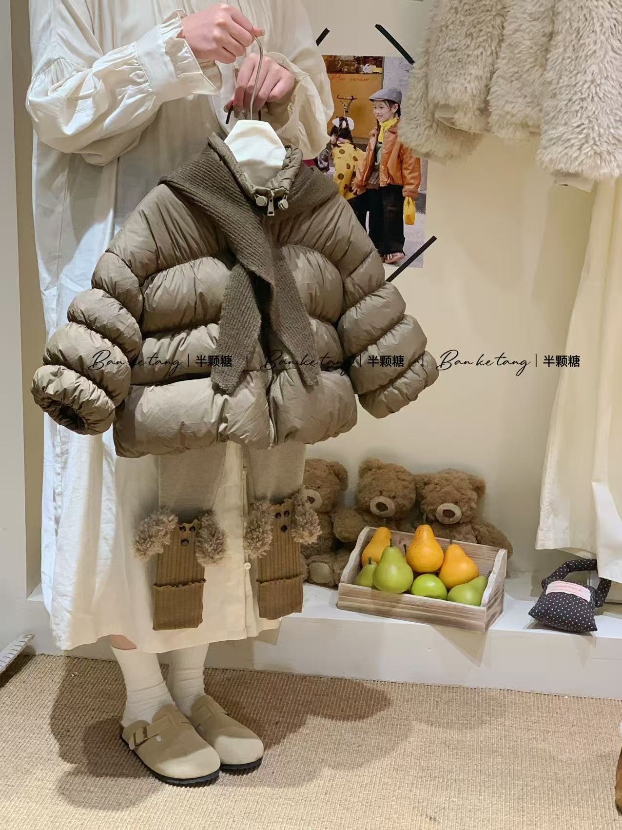 现货  儿童咖色手塞棉棉服2025冬季新款韩版加厚棉衣外套童装棉袄