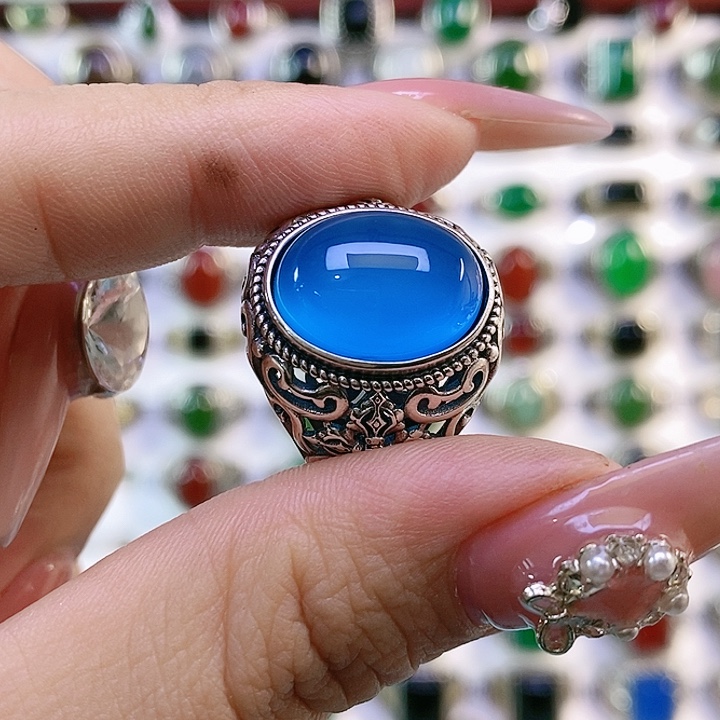 银S925镶嵌戒指玛瑙/玉髓