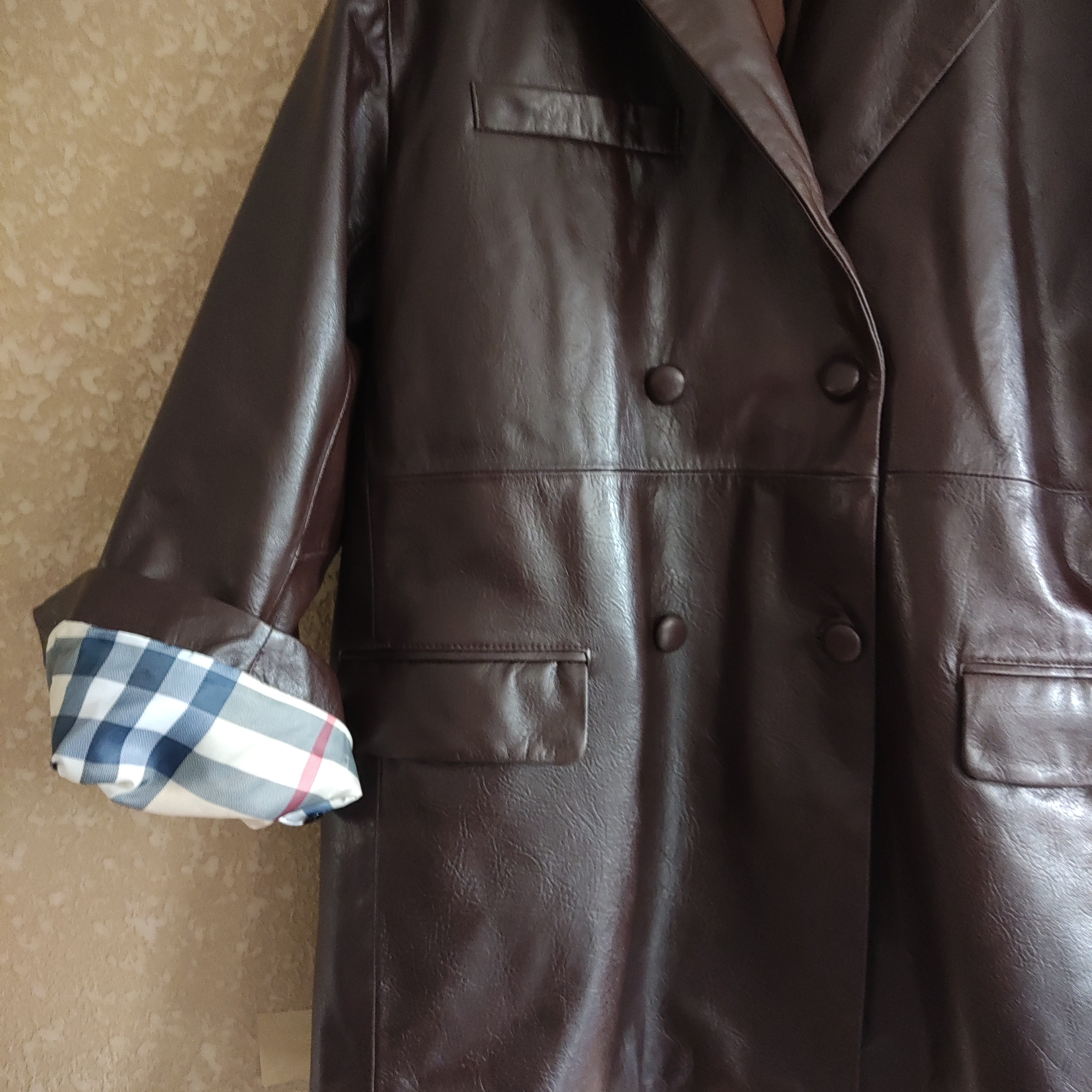 真皮绵羊皮肌理纹工艺美拉德色彩阔版西服