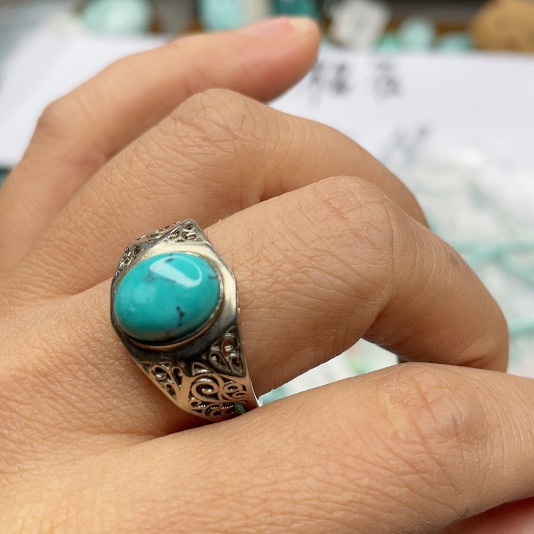 绿松石珠宝奇石银S925镶嵌