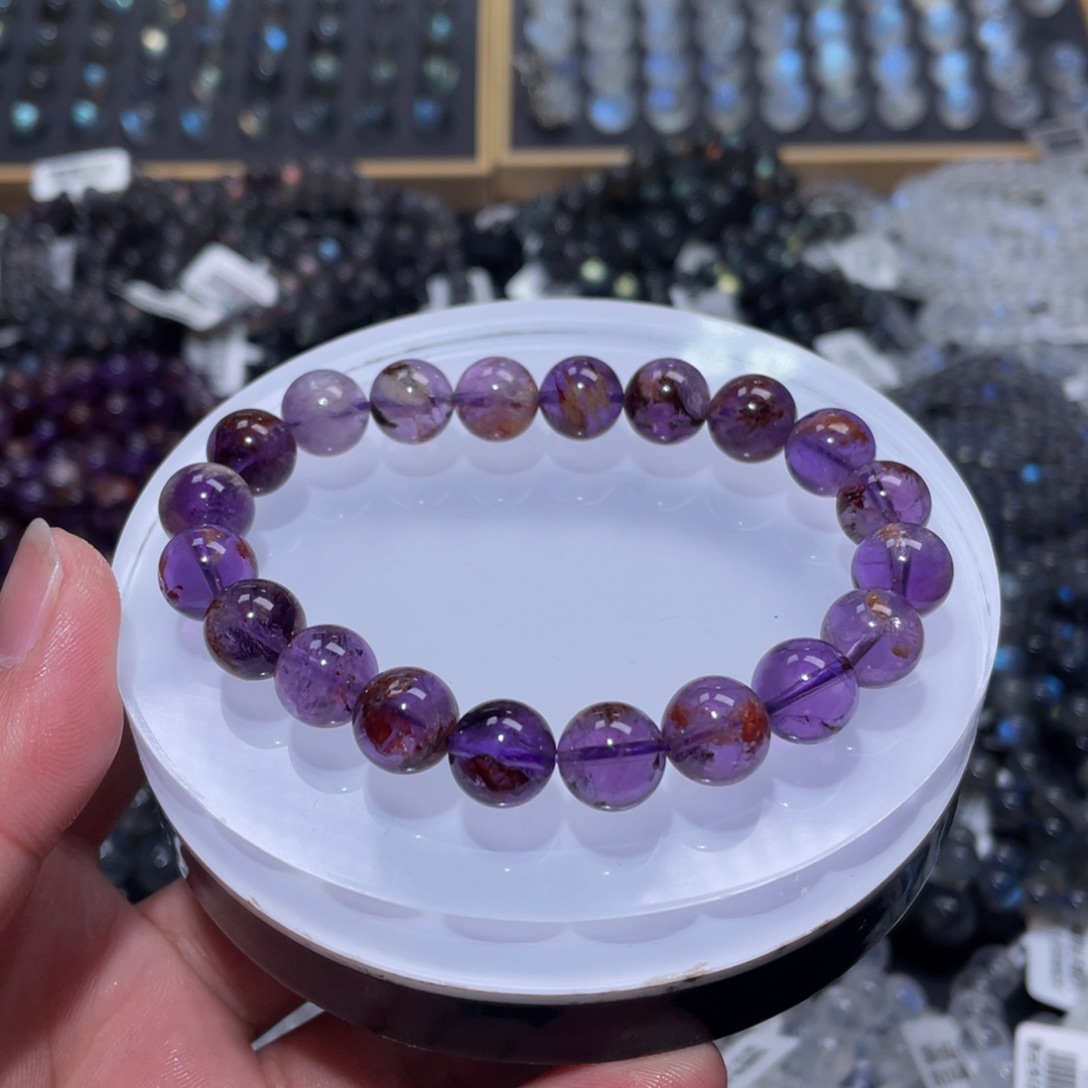 水晶手链未镶嵌紫钛幽灵水晶手链10m