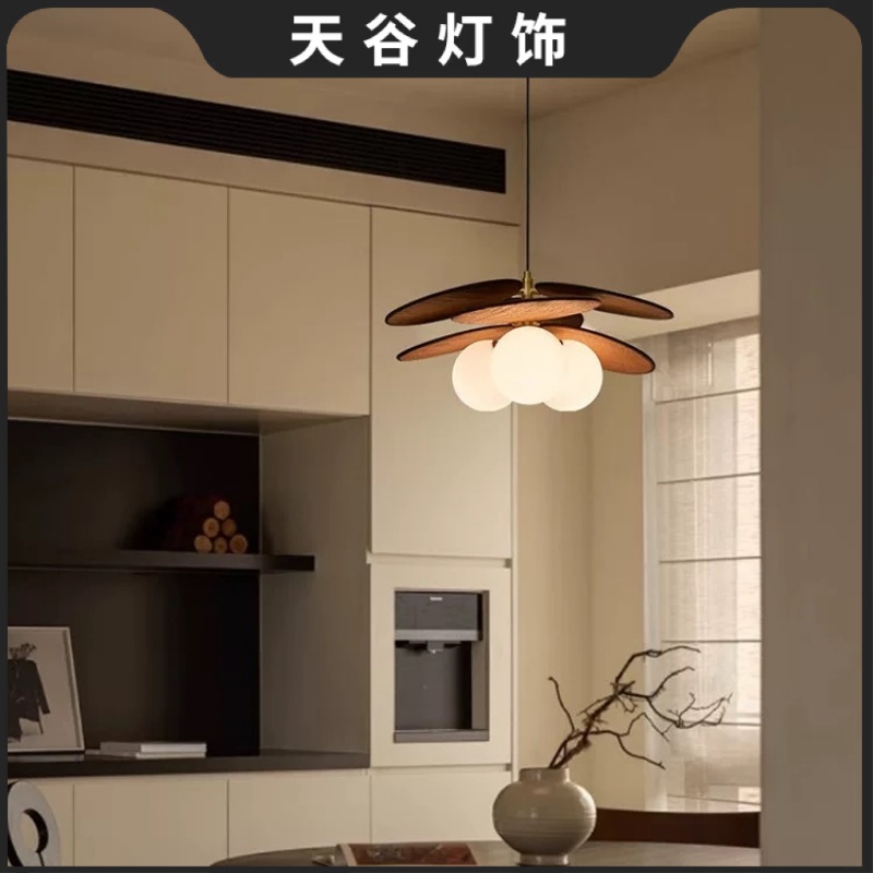 法式中古风藤编餐厅吊灯复古设计师款书房灯高级感主卧室阳台灯