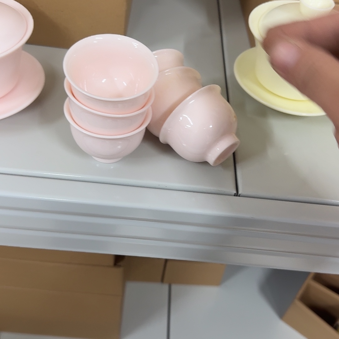 杯子陶粉你泥鸡心杯6个