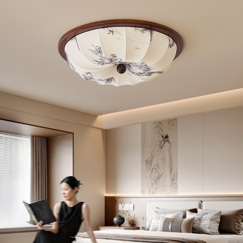 中古风布艺卧室吸顶灯法式侘寂风宋氏美学茶室南洋风书房餐厅灯