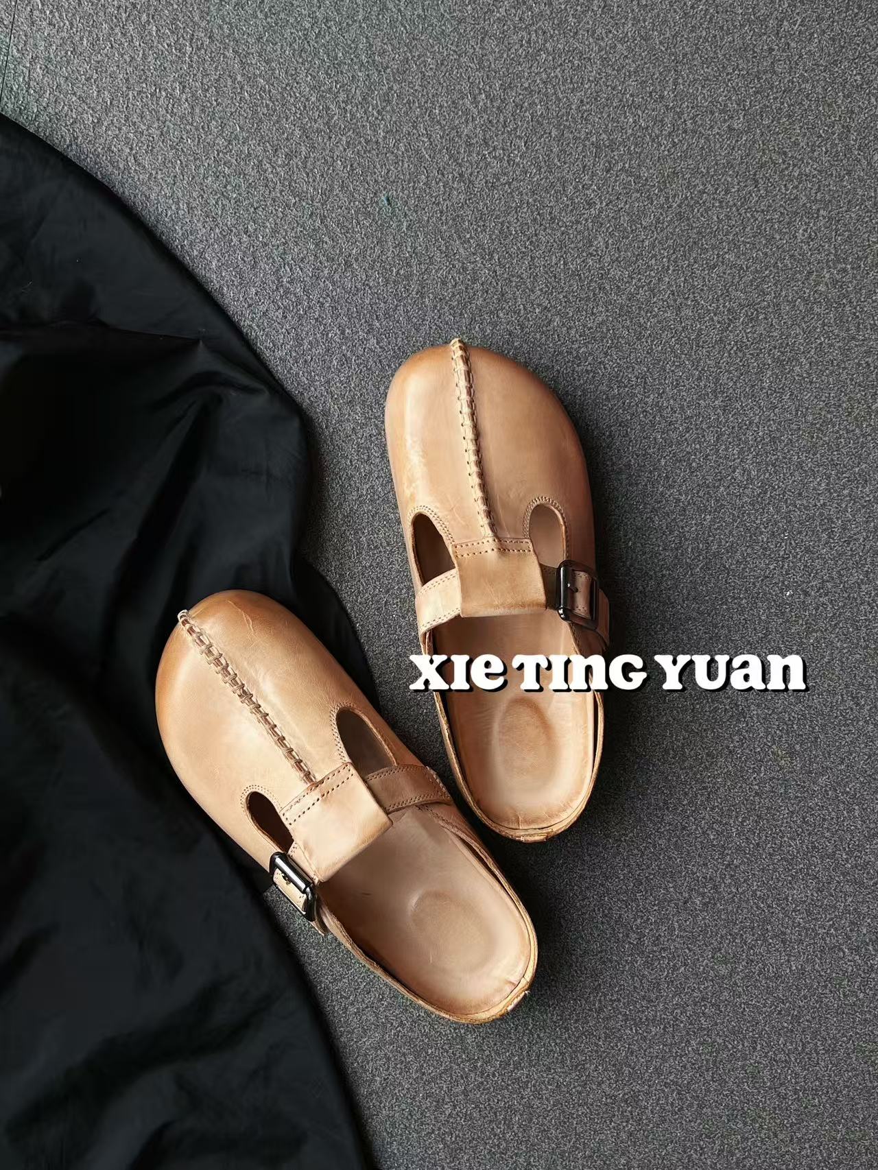 微瑕水洗马皮手工勃肯拖鞋88005