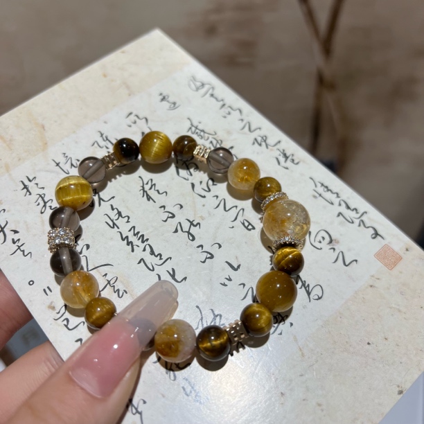 【月月家】XY002天然水晶 原创金霸设计款手串 多样性发其一