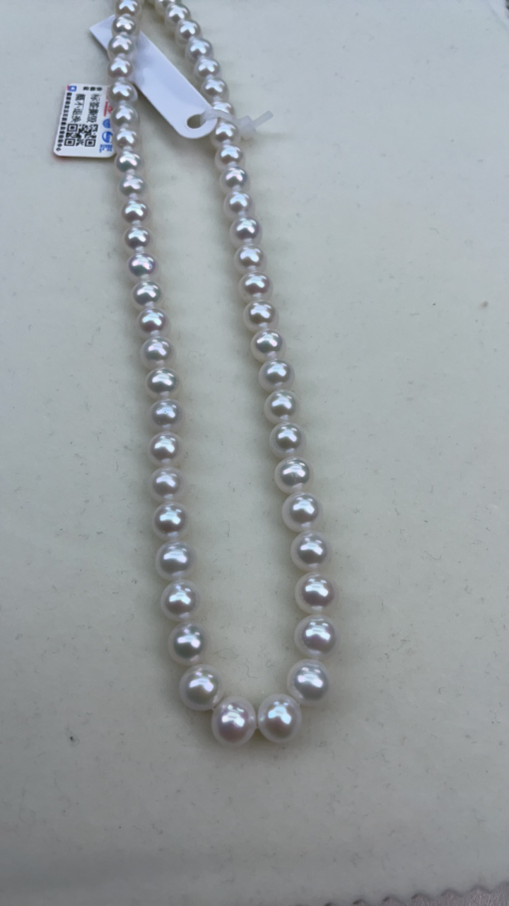 8-9极光正圆白炫彩珍珠项链