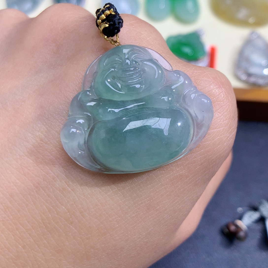 翡翠颈饰18K金镶嵌佛公