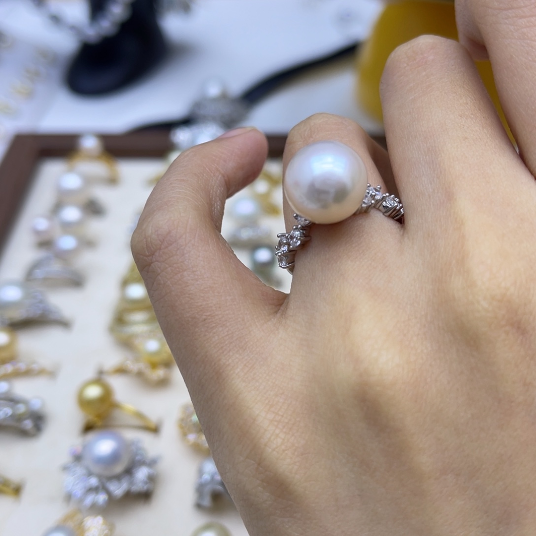 戒指银S925镶嵌海水珍珠