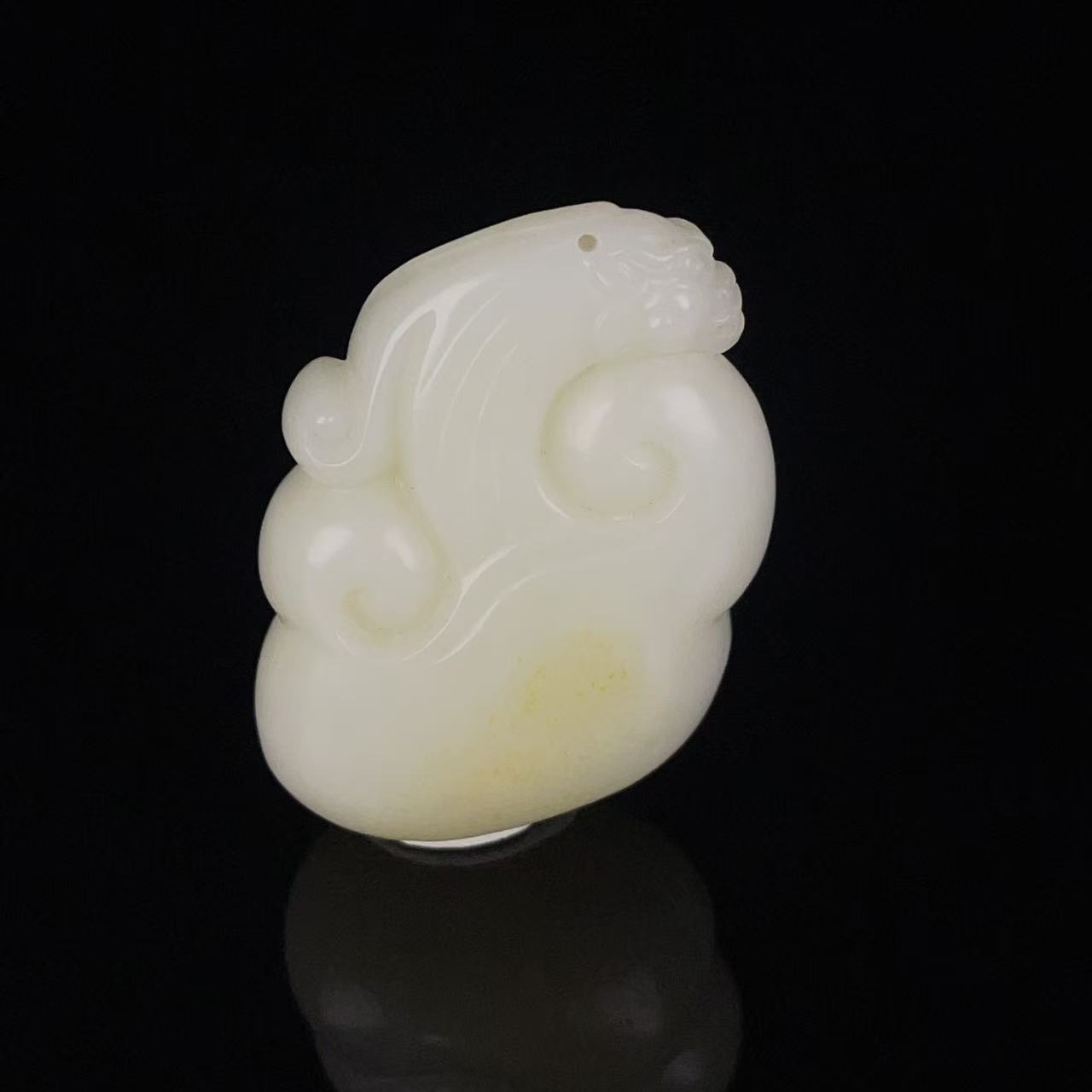 GG449623/民国和田玉龙衔灵芝挂件/上海西香记