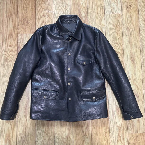 男士司闸员头层牛皮油蜡翻领休闲皮夹克经典复古工装真皮外套