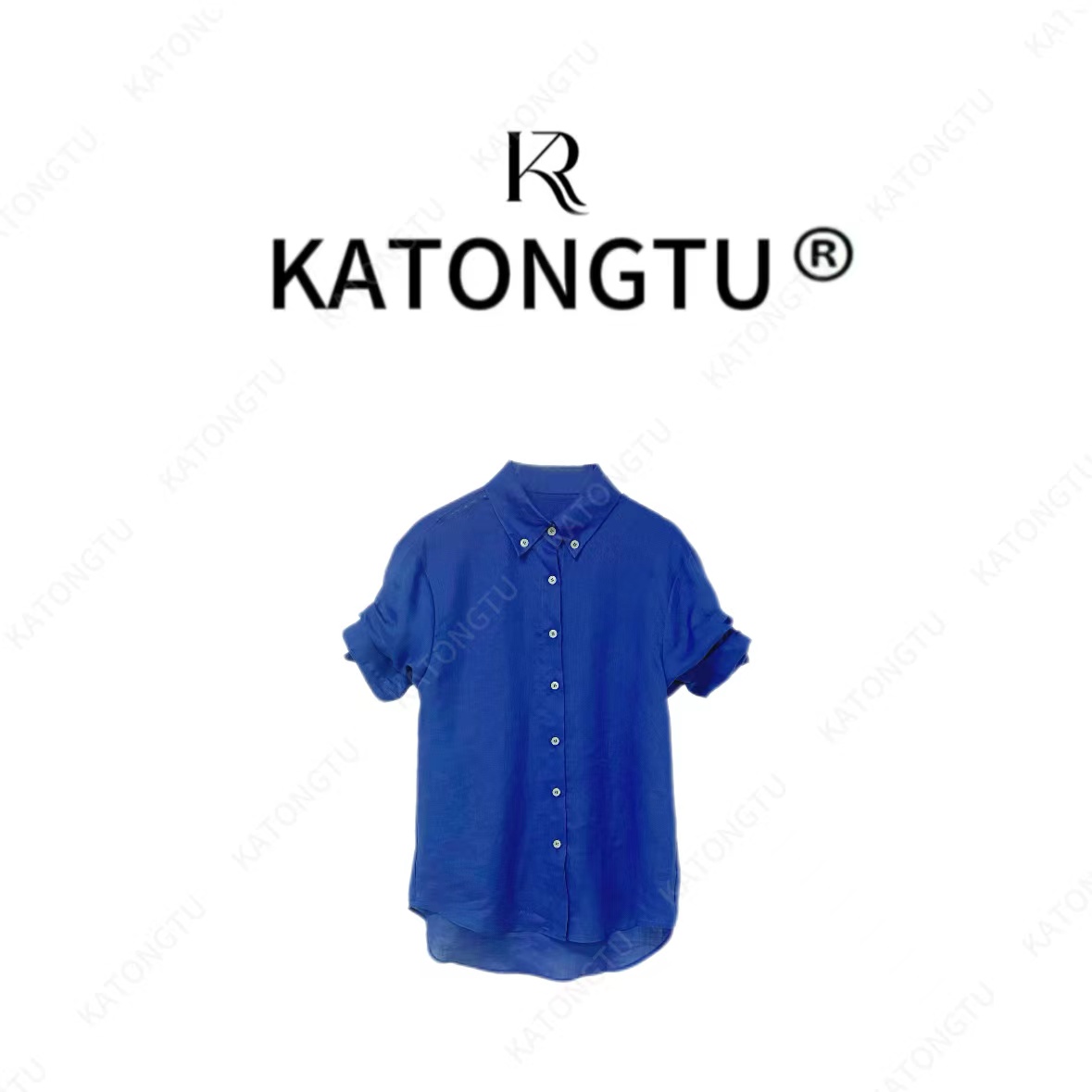 KATONGTU 【飘逸感】苎麻排扣翻领纯色衬衫 DM2503116