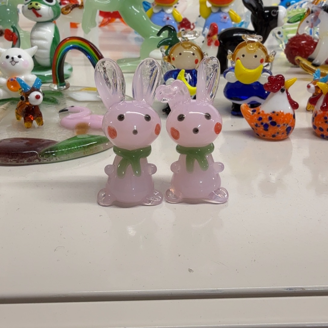 手工艺品琉璃一对小兔子