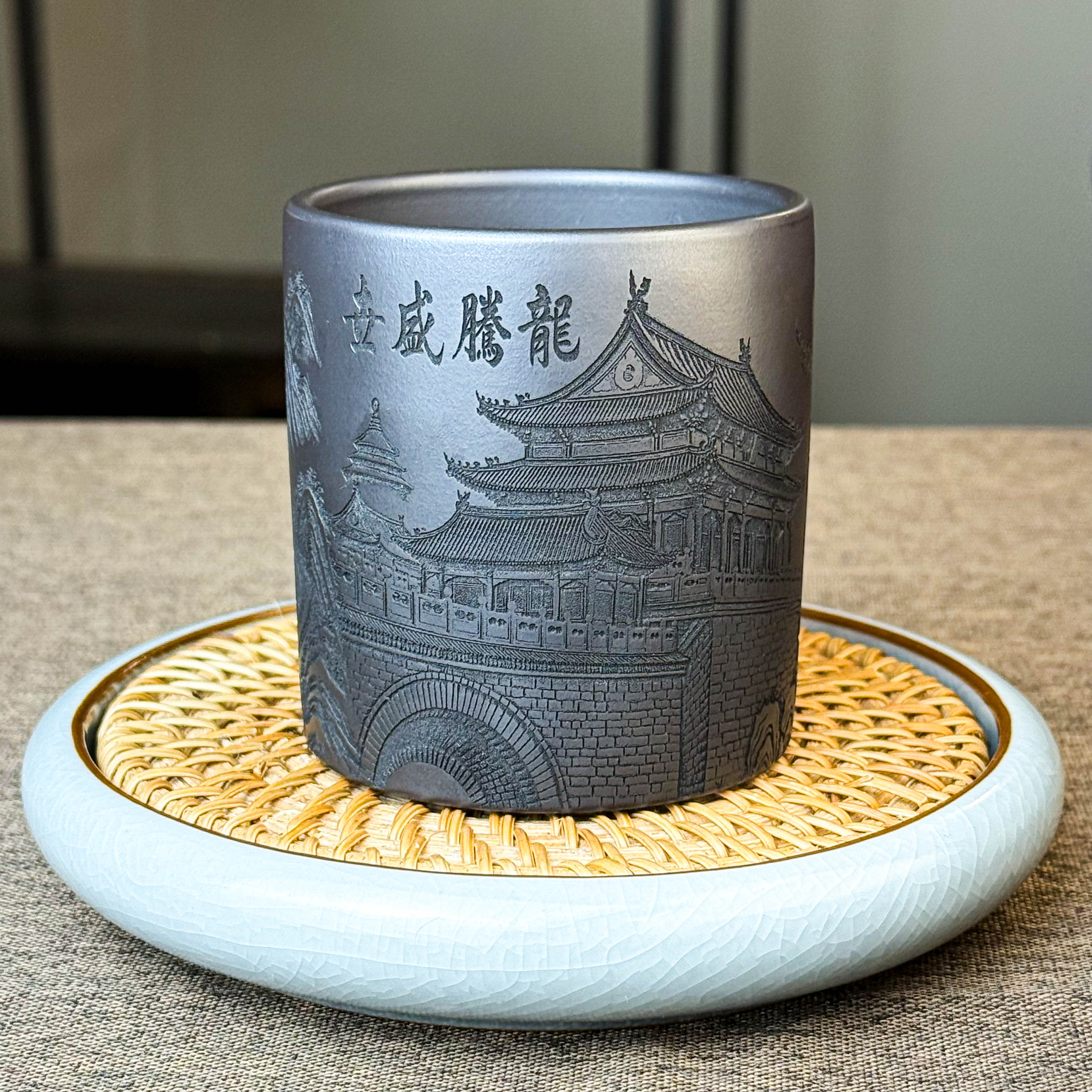 主人杯宜兴紫砂 龙腾盛世 雕刻原矿石黄高端紫砂茶杯送礼喝茶茶具