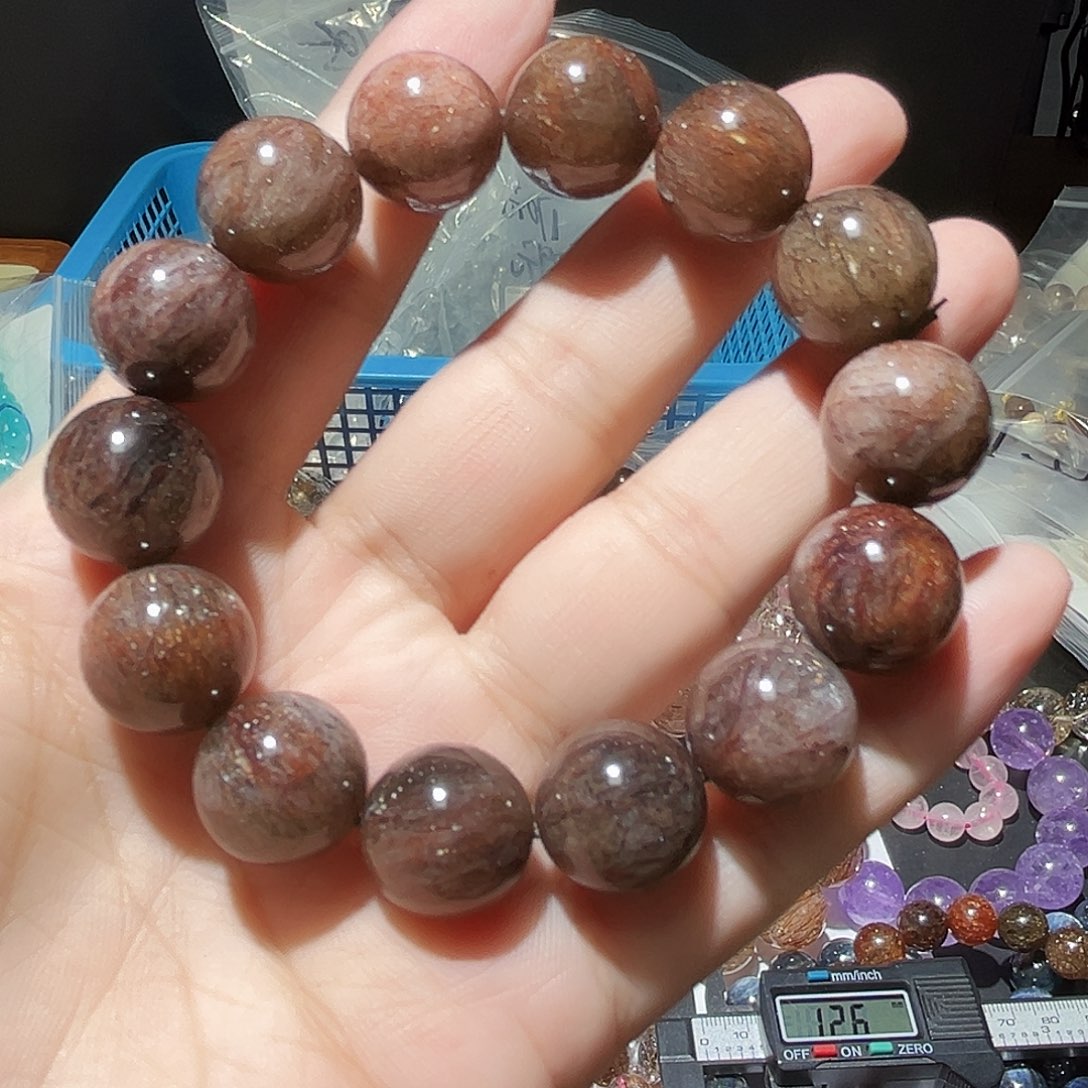 水晶手链未镶嵌15毫米黑金超七54号