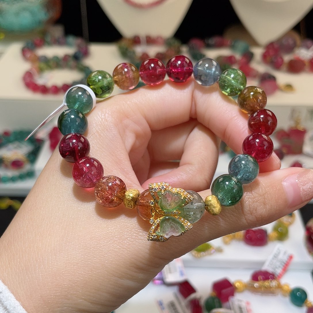 碧玺手链18K金镶嵌碧玺手链