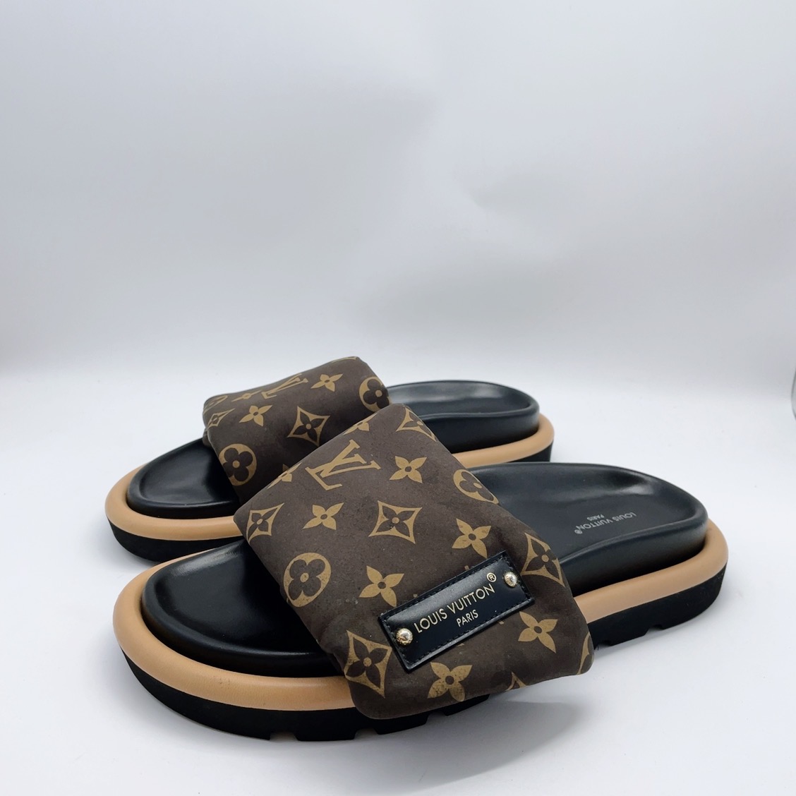 99新 LouisVuitton/路易威登 36 37 38码魔术贴面包老花拖鞋my109