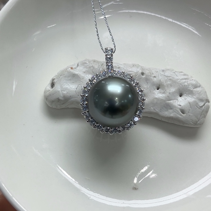 银S925镶嵌吊坠(不含链)海水珍珠15-16mm53号