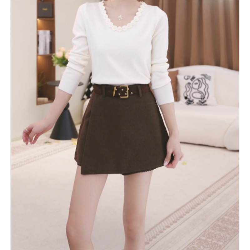 法式复古毛呢a字裙裤女2025冬季新款小个子高腰显瘦外穿TU31250