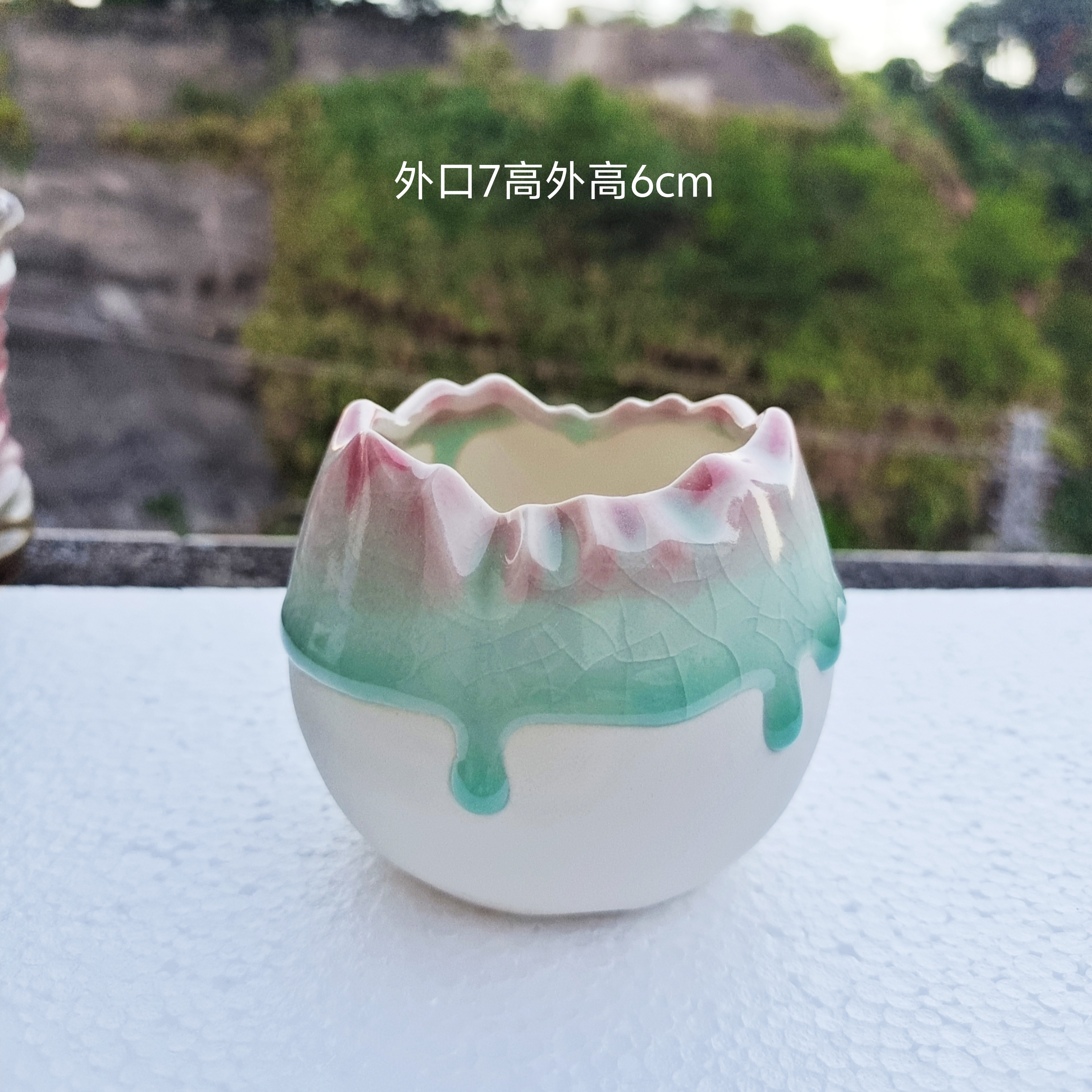 可爱迷你拇指盆控型冰裂窑变粗陶透气多肉花盆PP生石花套装组合