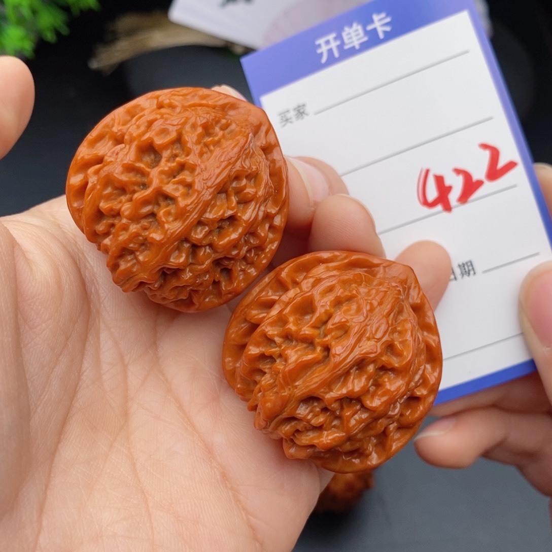 文玩核桃把件38金牛422