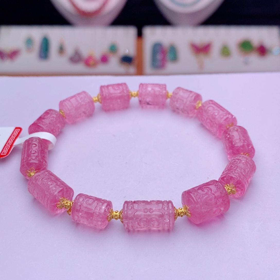 碧玺手链18K金镶嵌碧玺