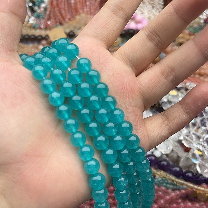 玛瑙/玉髓未镶嵌珠宝半成品一条8mm左右天河石