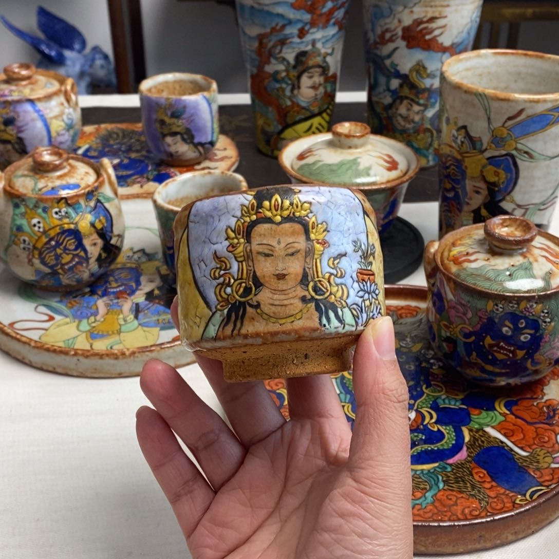 手工手绘大势至茶杯