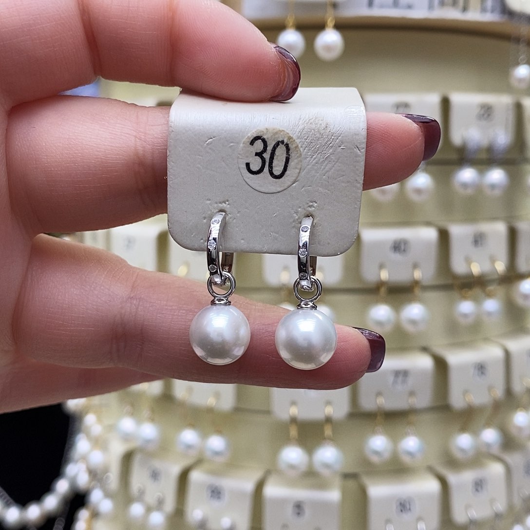 淡水珍珠耳饰银S925镶嵌