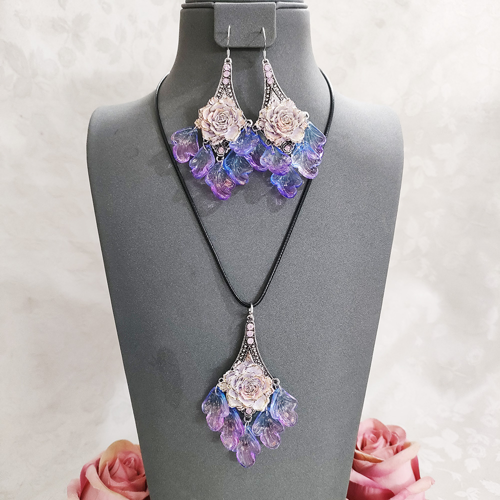 铜合金项链 民族风复古手工项链套装耳坠饰品1079