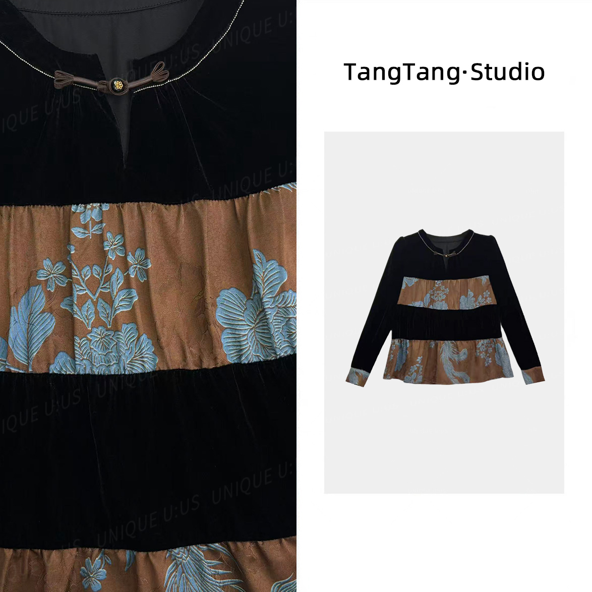 凤凰上衣丝绒高级气质显瘦女装上衣-258856